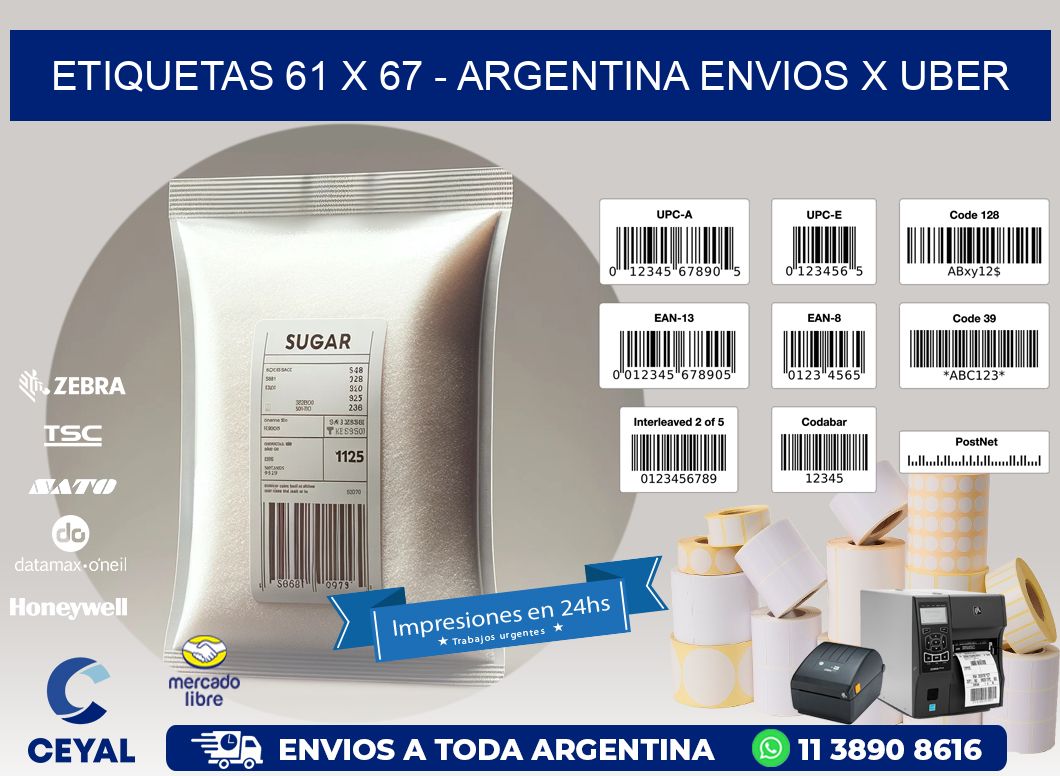 ETIQUETAS 61 x 67 - ARGENTINA ENVIOS X UBER