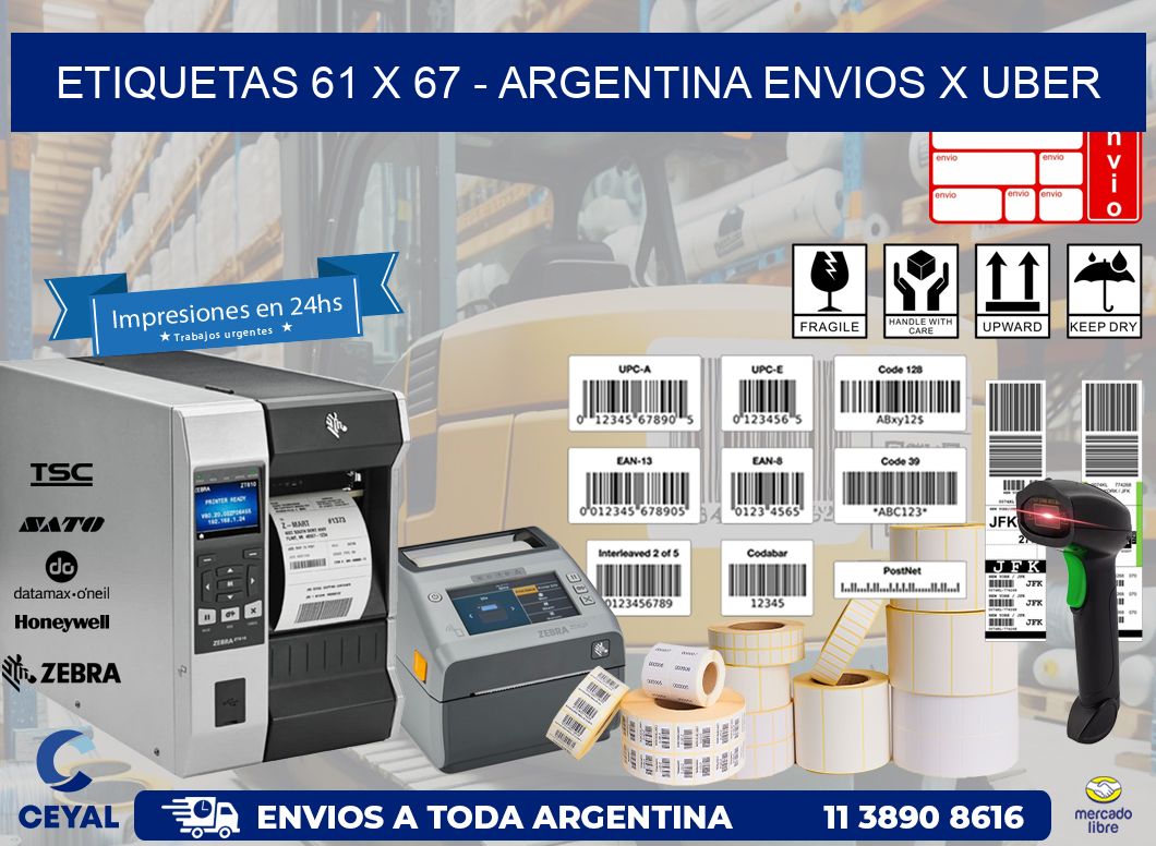 ETIQUETAS 61 x 67 - ARGENTINA ENVIOS X UBER