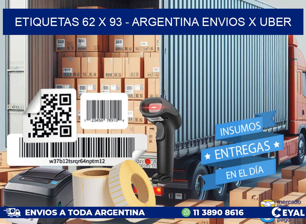 ETIQUETAS 62 x 93 - ARGENTINA ENVIOS X UBER