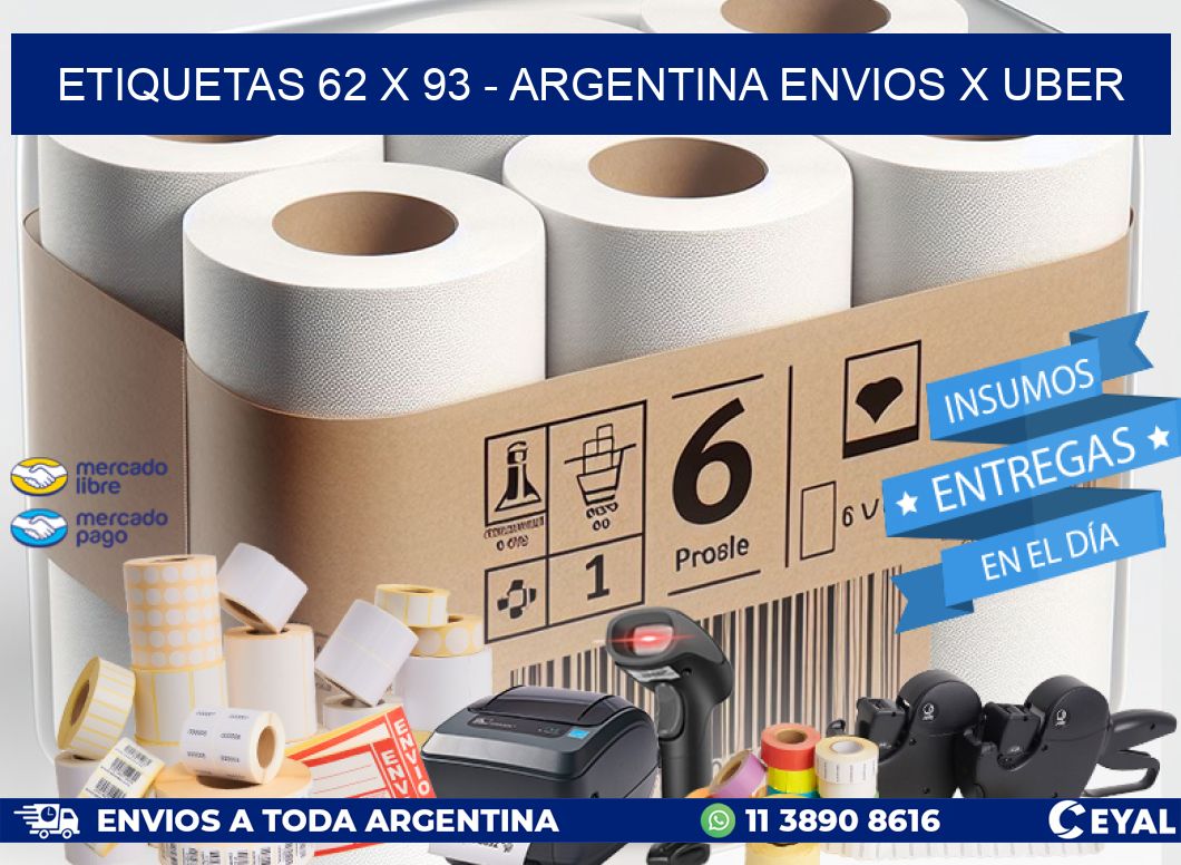 ETIQUETAS 62 x 93 - ARGENTINA ENVIOS X UBER