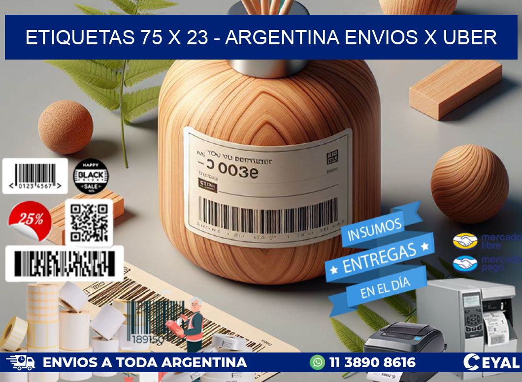 ETIQUETAS 75 x 23 - ARGENTINA ENVIOS X UBER