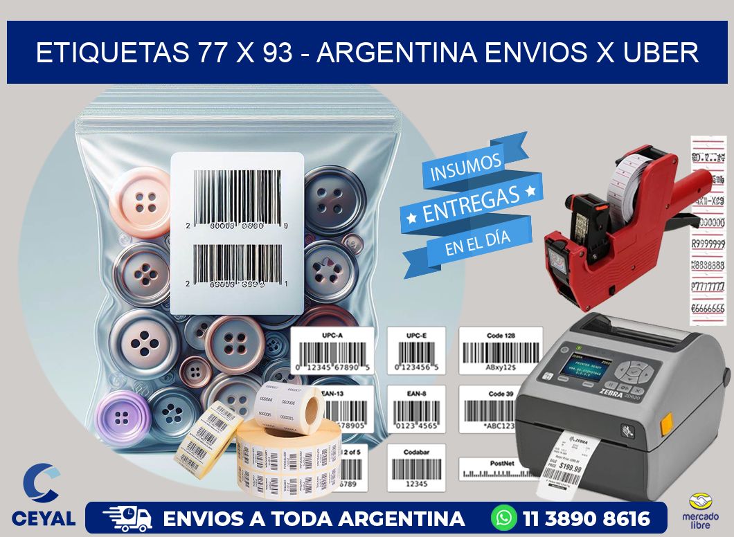 ETIQUETAS 77 x 93 - ARGENTINA ENVIOS X UBER