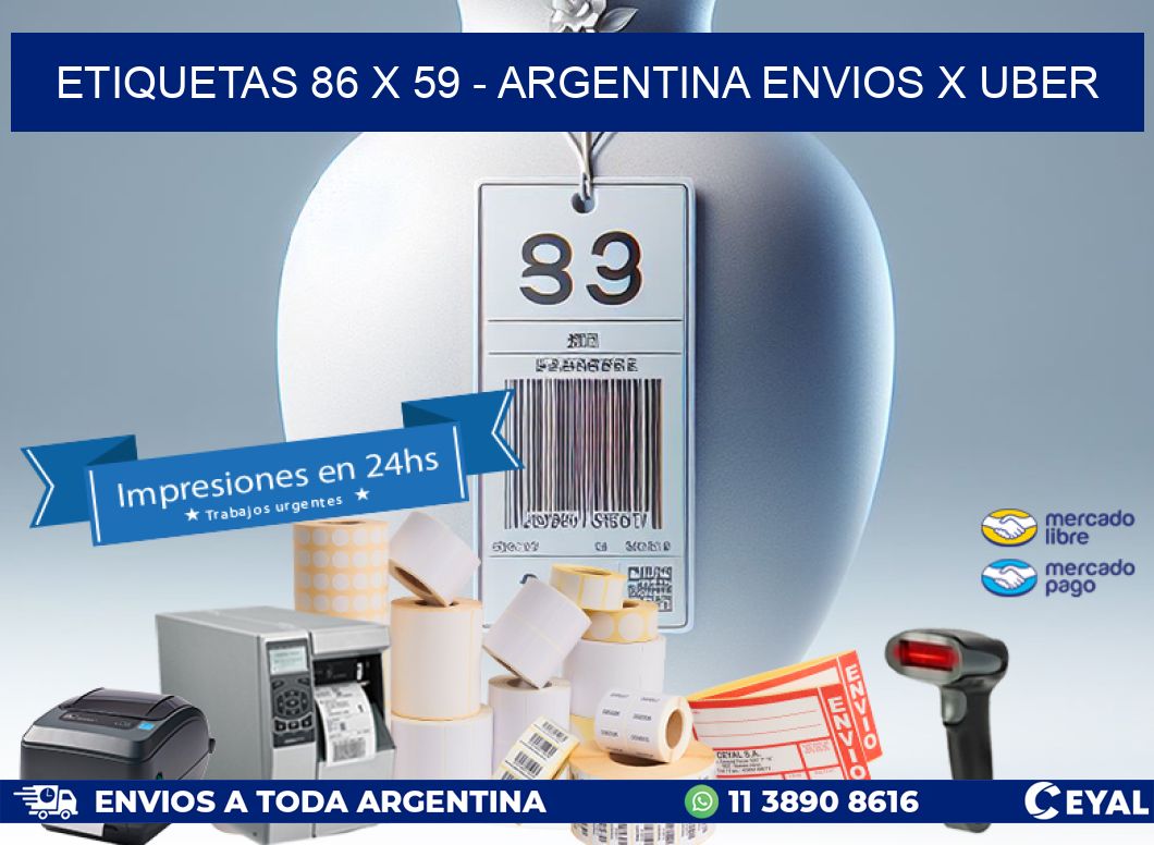 ETIQUETAS 86 x 59 - ARGENTINA ENVIOS X UBER