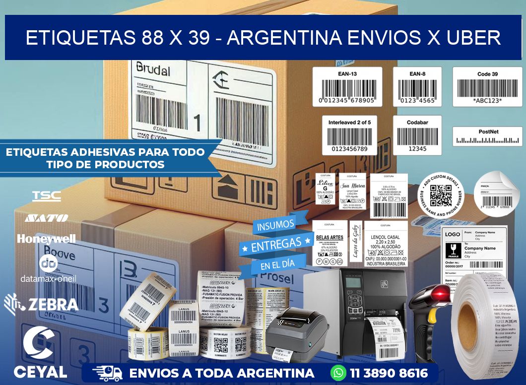 ETIQUETAS 88 x 39 - ARGENTINA ENVIOS X UBER