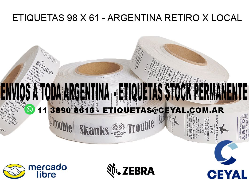 ETIQUETAS 98 x 61 - ARGENTINA RETIRO X LOCAL