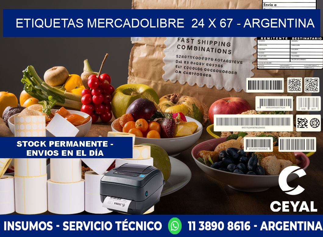 ETIQUETAS MERCADOLIBRE  24 x 67 - ARGENTINA