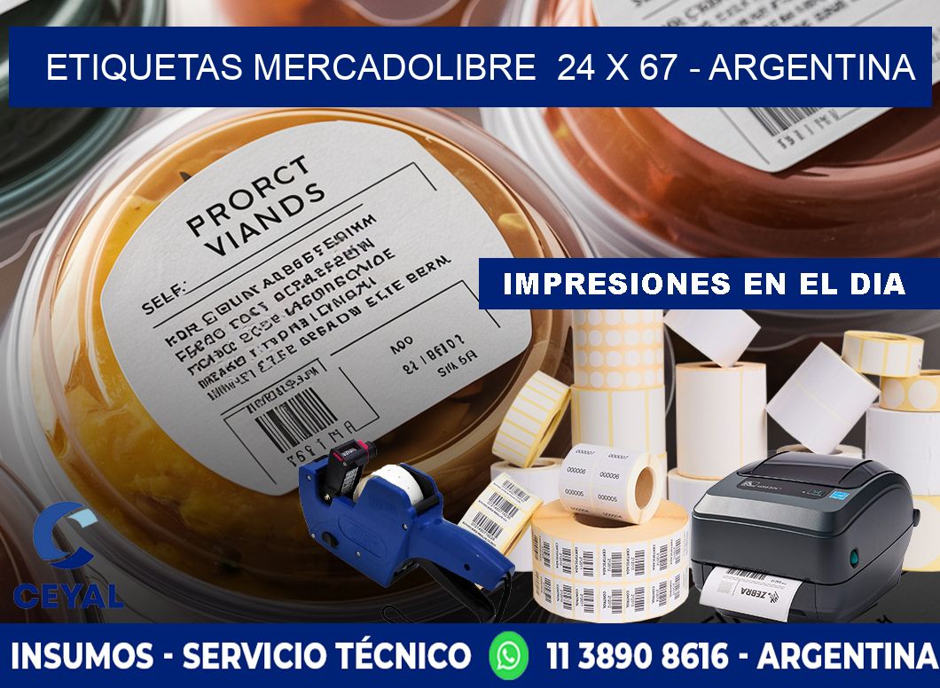 ETIQUETAS MERCADOLIBRE  24 x 67 - ARGENTINA