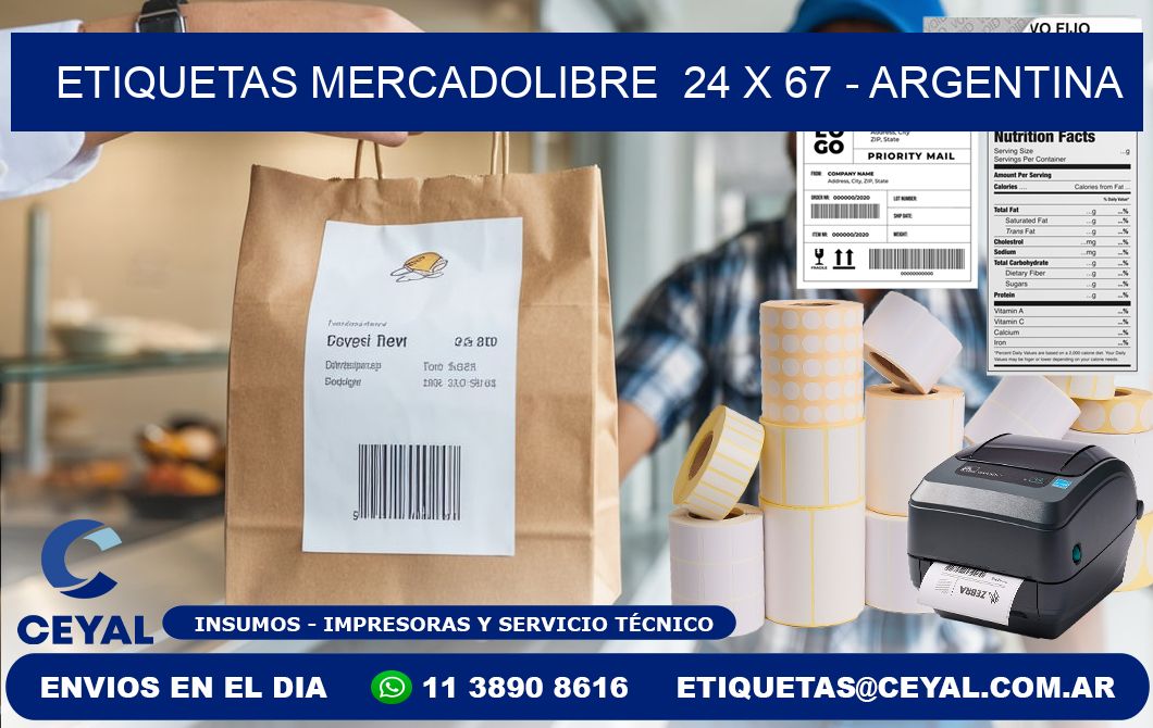 ETIQUETAS MERCADOLIBRE  24 x 67 - ARGENTINA