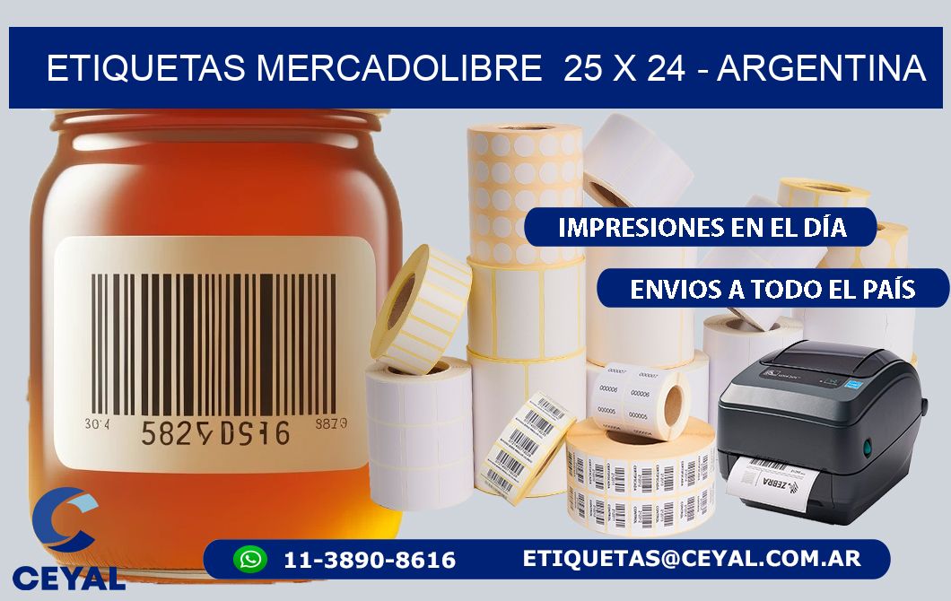 ETIQUETAS MERCADOLIBRE  25 x 24 - ARGENTINA