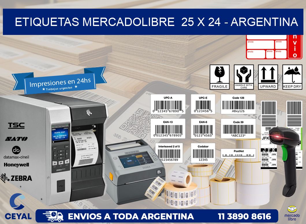 ETIQUETAS MERCADOLIBRE  25 x 24 – ARGENTINA