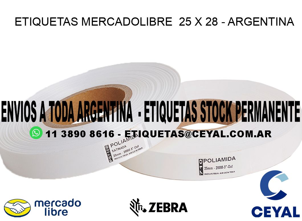 ETIQUETAS MERCADOLIBRE  25 x 28 - ARGENTINA