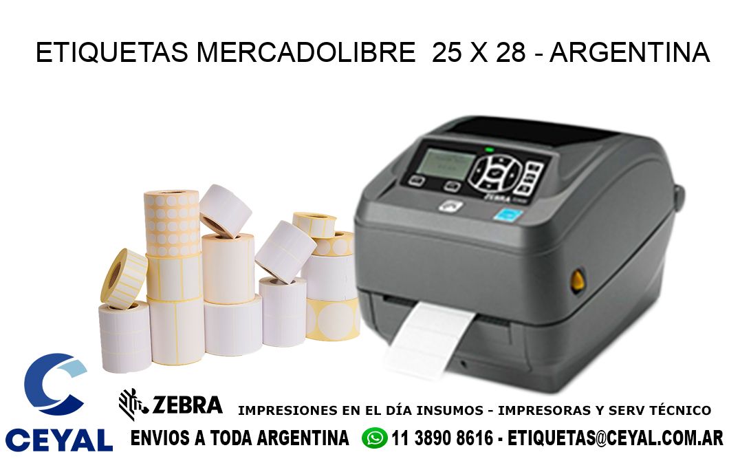 ETIQUETAS MERCADOLIBRE  25 x 28 - ARGENTINA