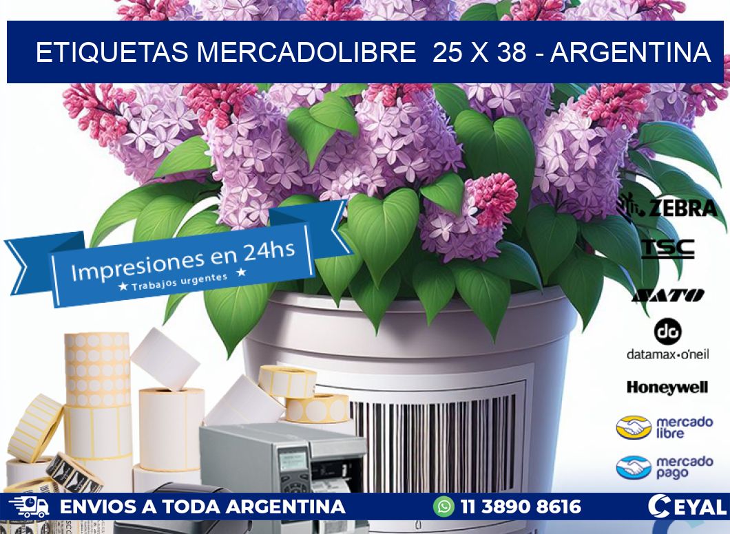 ETIQUETAS MERCADOLIBRE  25 x 38 - ARGENTINA