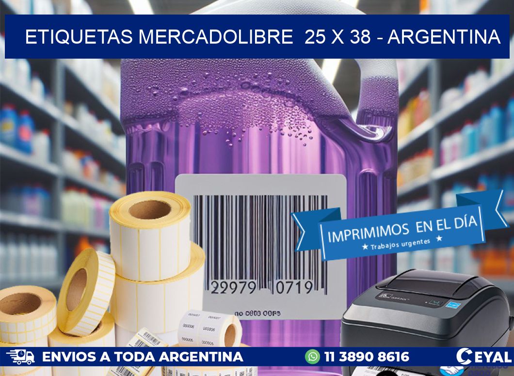 ETIQUETAS MERCADOLIBRE  25 x 38 - ARGENTINA