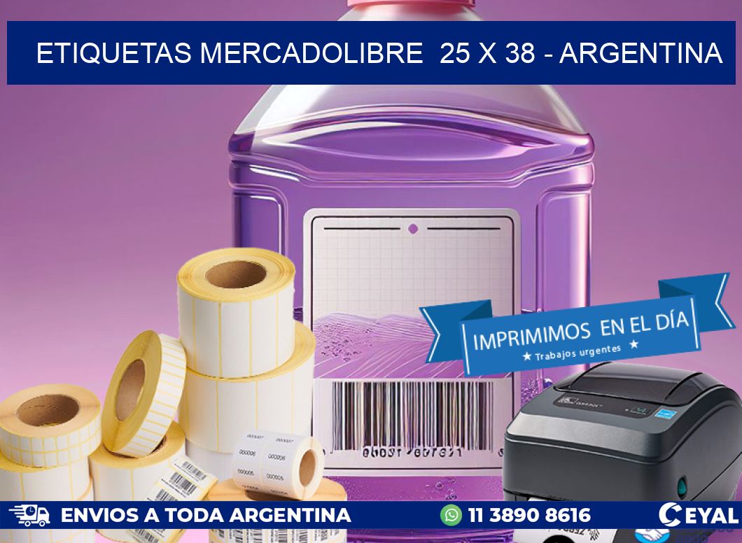 ETIQUETAS MERCADOLIBRE  25 x 38 - ARGENTINA