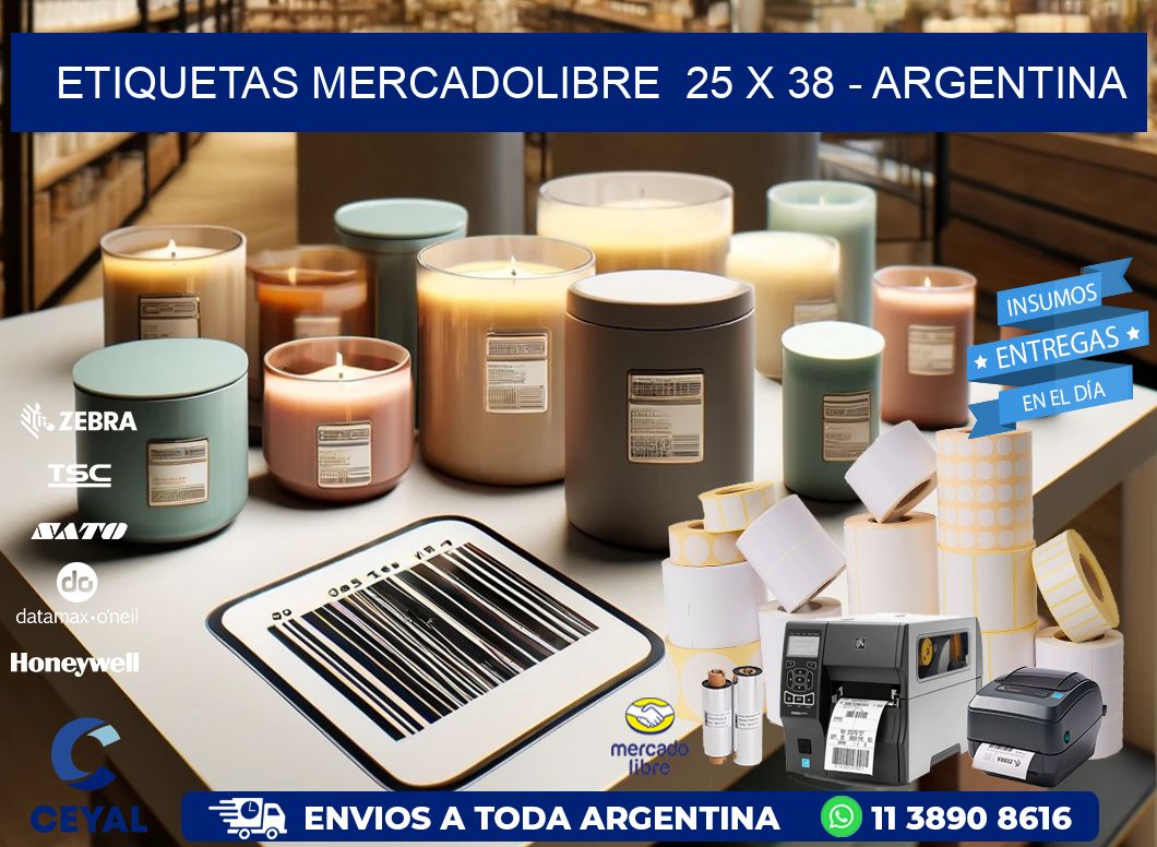 ETIQUETAS MERCADOLIBRE  25 x 38 - ARGENTINA