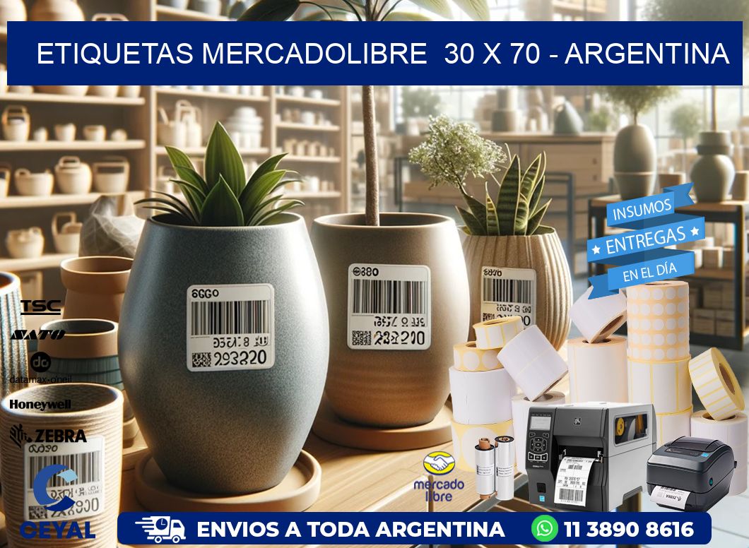 ETIQUETAS MERCADOLIBRE  30 x 70 - ARGENTINA