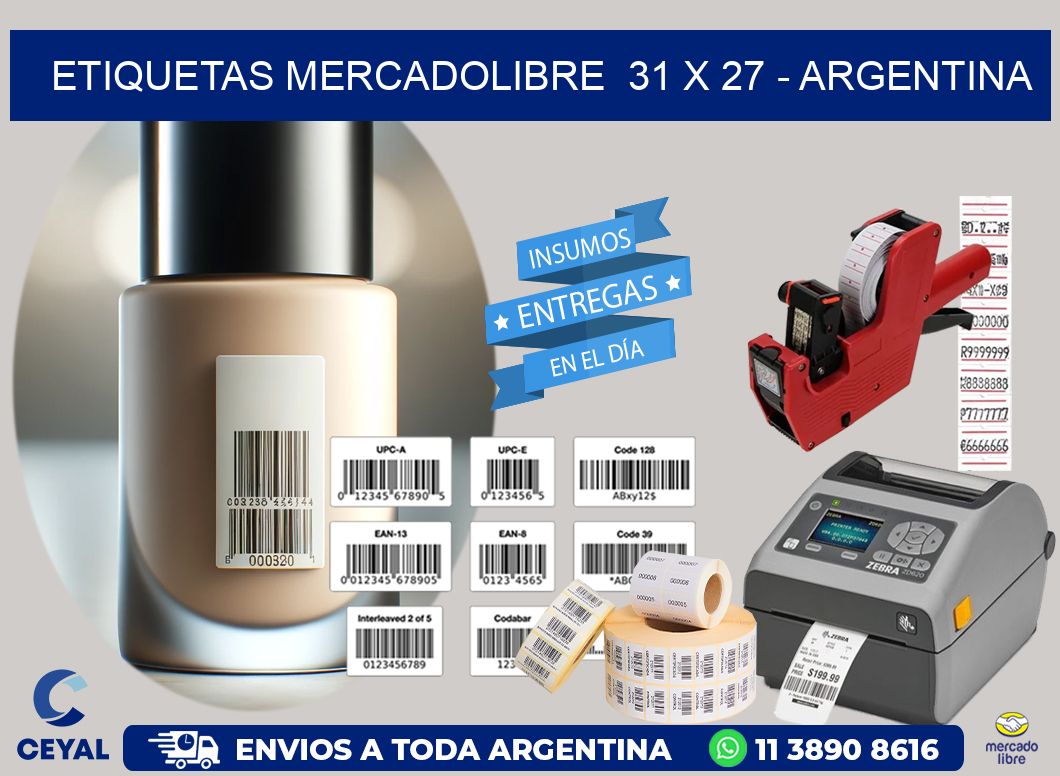 ETIQUETAS MERCADOLIBRE  31 x 27 - ARGENTINA