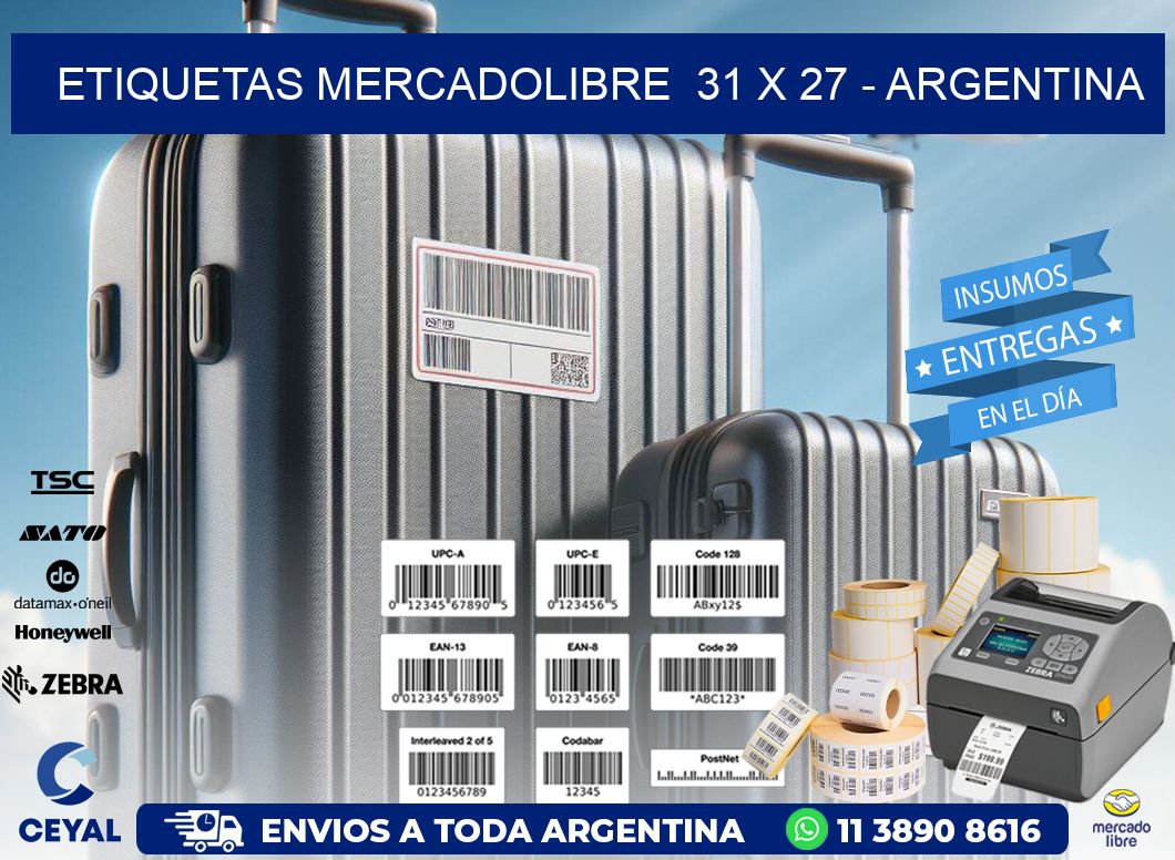 ETIQUETAS MERCADOLIBRE  31 x 27 - ARGENTINA