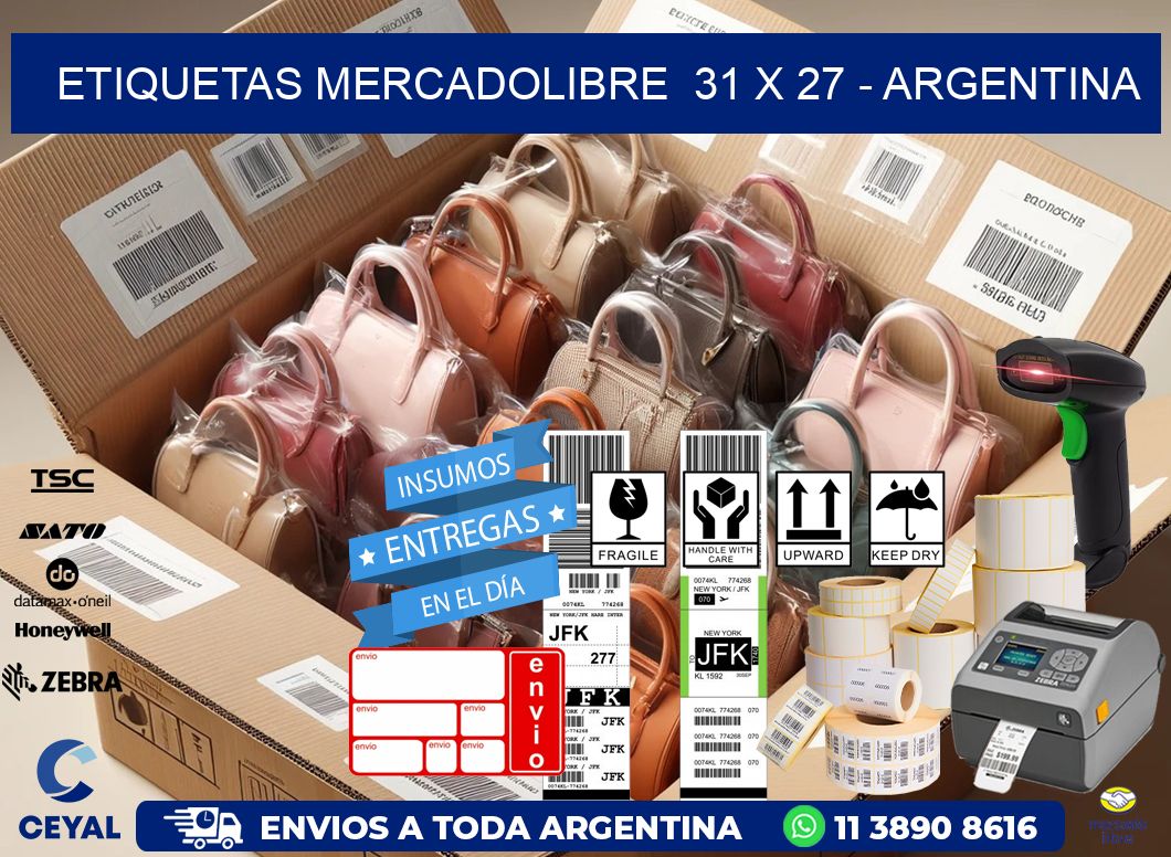 ETIQUETAS MERCADOLIBRE  31 x 27 - ARGENTINA