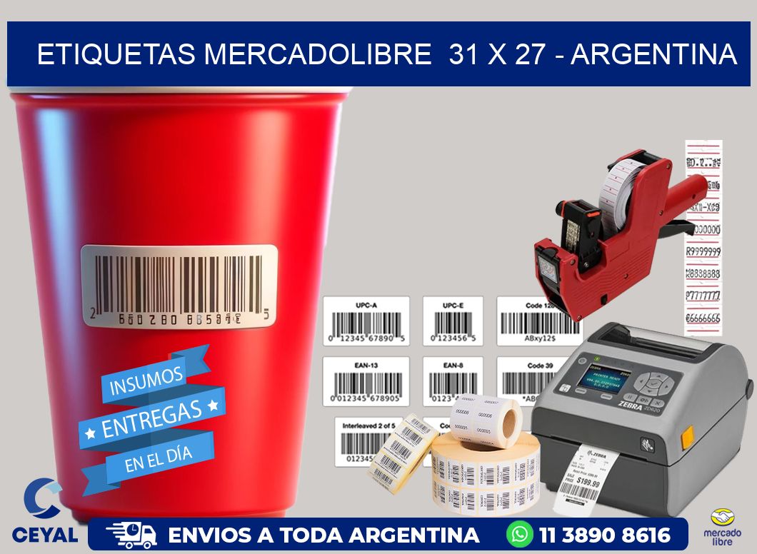 ETIQUETAS MERCADOLIBRE  31 x 27 – ARGENTINA