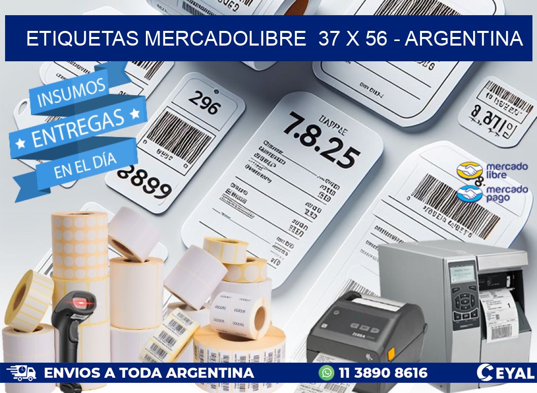 ETIQUETAS MERCADOLIBRE  37 x 56 - ARGENTINA