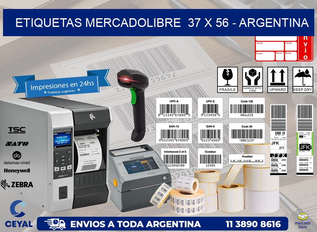 ETIQUETAS MERCADOLIBRE  37 x 56 - ARGENTINA