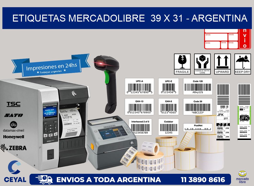 ETIQUETAS MERCADOLIBRE  39 x 31 – ARGENTINA