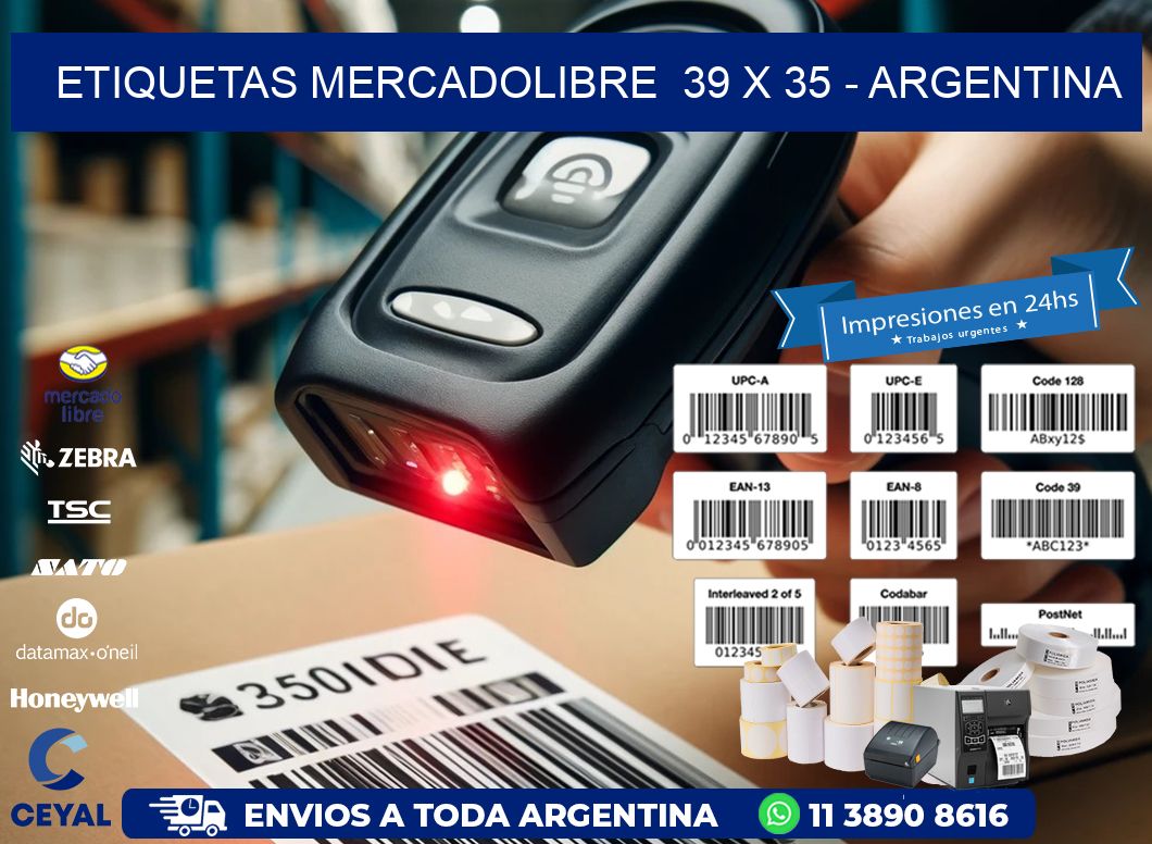 ETIQUETAS MERCADOLIBRE  39 x 35 - ARGENTINA