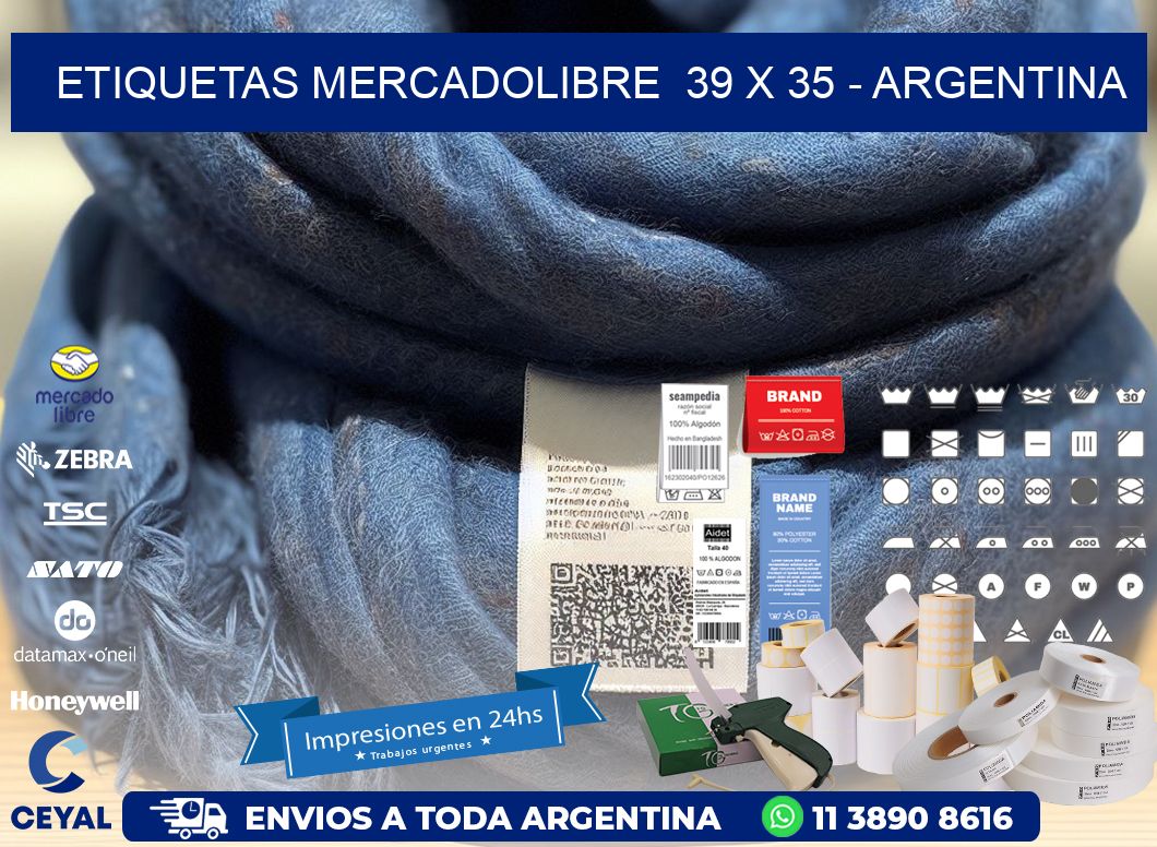 ETIQUETAS MERCADOLIBRE  39 x 35 - ARGENTINA