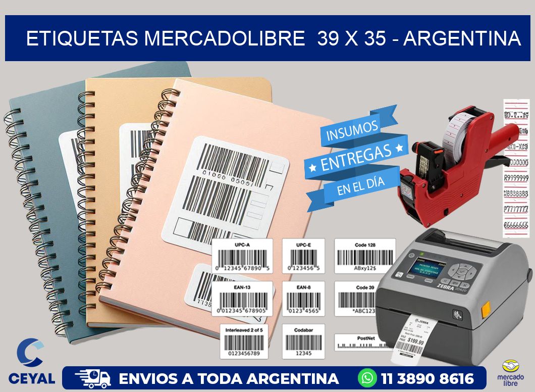 ETIQUETAS MERCADOLIBRE  39 x 35 - ARGENTINA