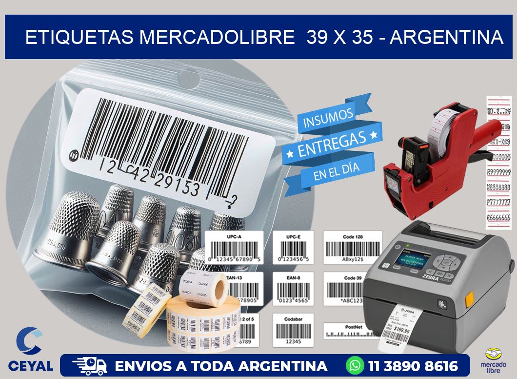 ETIQUETAS MERCADOLIBRE  39 x 35 - ARGENTINA