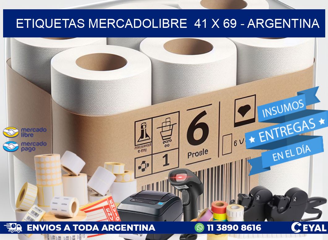 ETIQUETAS MERCADOLIBRE  41 x 69 - ARGENTINA