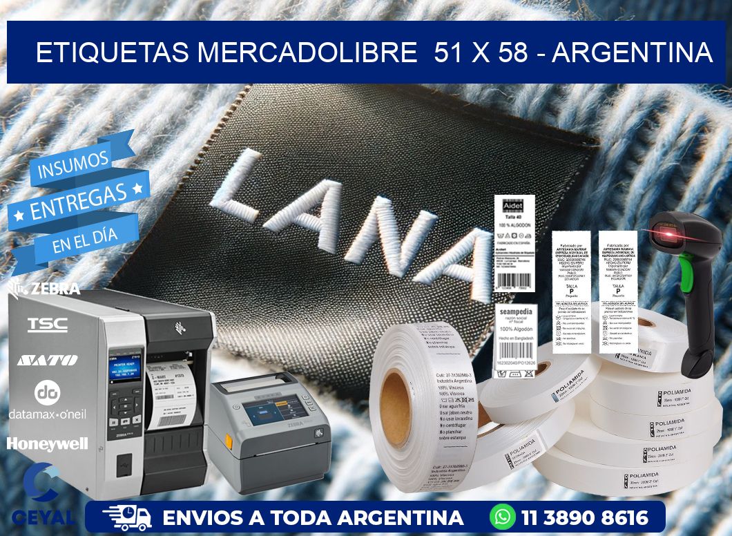 ETIQUETAS MERCADOLIBRE  51 x 58 - ARGENTINA