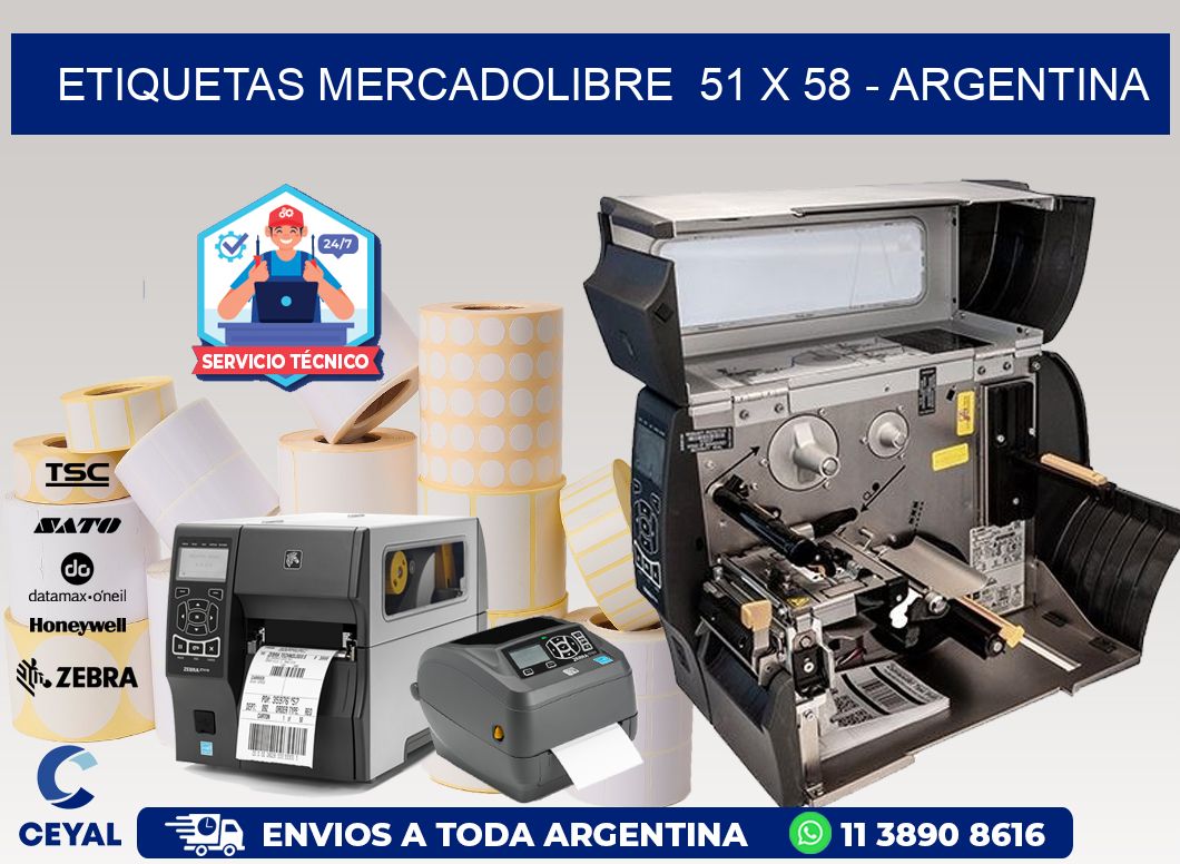 ETIQUETAS MERCADOLIBRE  51 x 58 - ARGENTINA