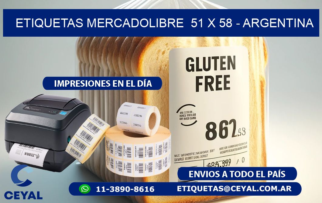 ETIQUETAS MERCADOLIBRE  51 x 58 - ARGENTINA