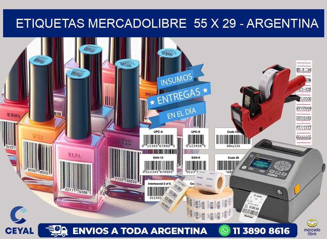 ETIQUETAS MERCADOLIBRE  55 x 29 - ARGENTINA