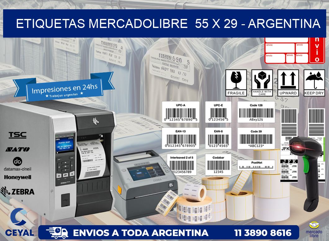 ETIQUETAS MERCADOLIBRE  55 x 29 - ARGENTINA