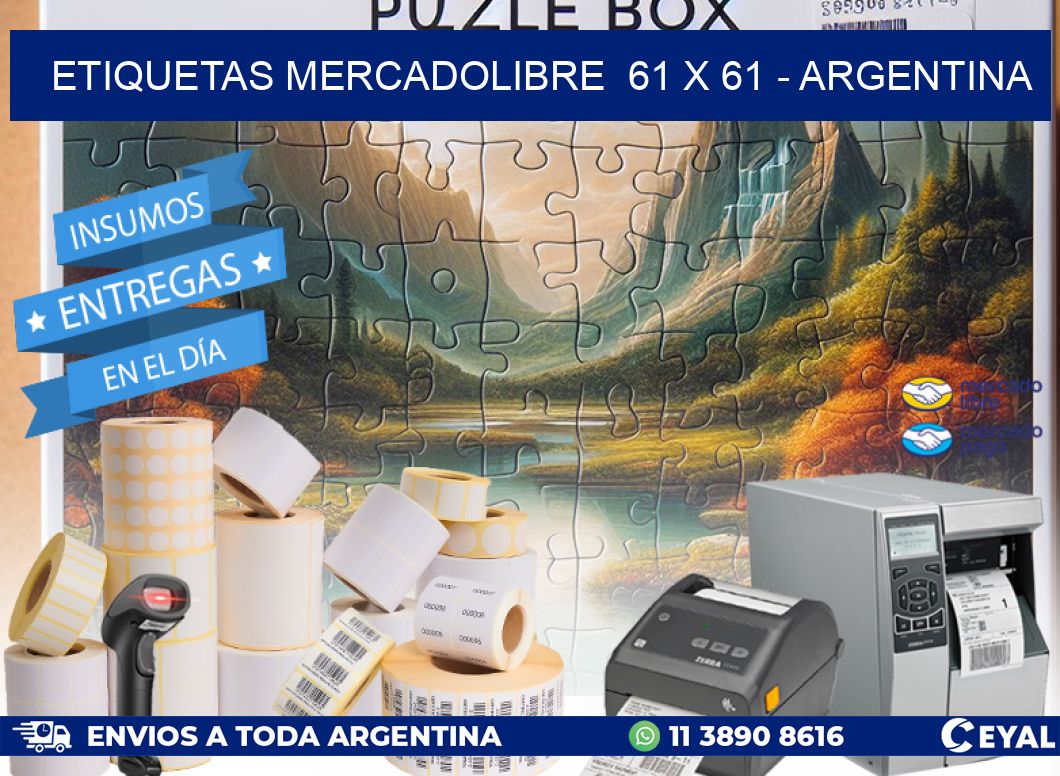 ETIQUETAS MERCADOLIBRE  61 x 61 - ARGENTINA