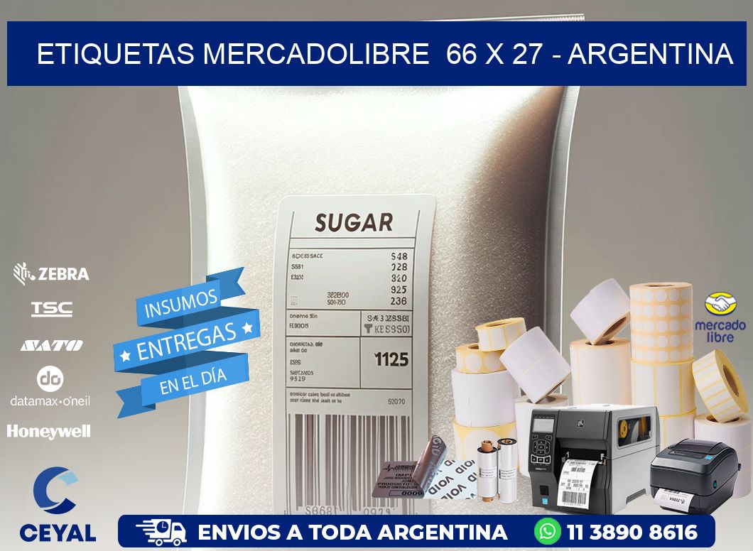 ETIQUETAS MERCADOLIBRE  66 x 27 - ARGENTINA