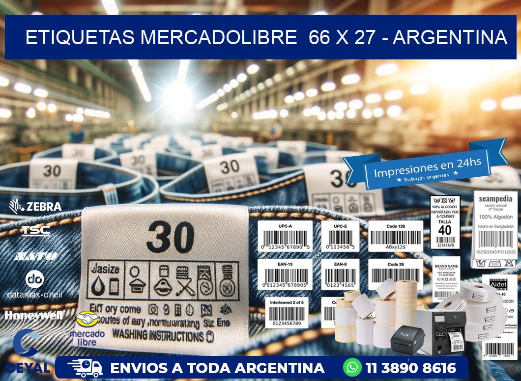 ETIQUETAS MERCADOLIBRE  66 x 27 - ARGENTINA