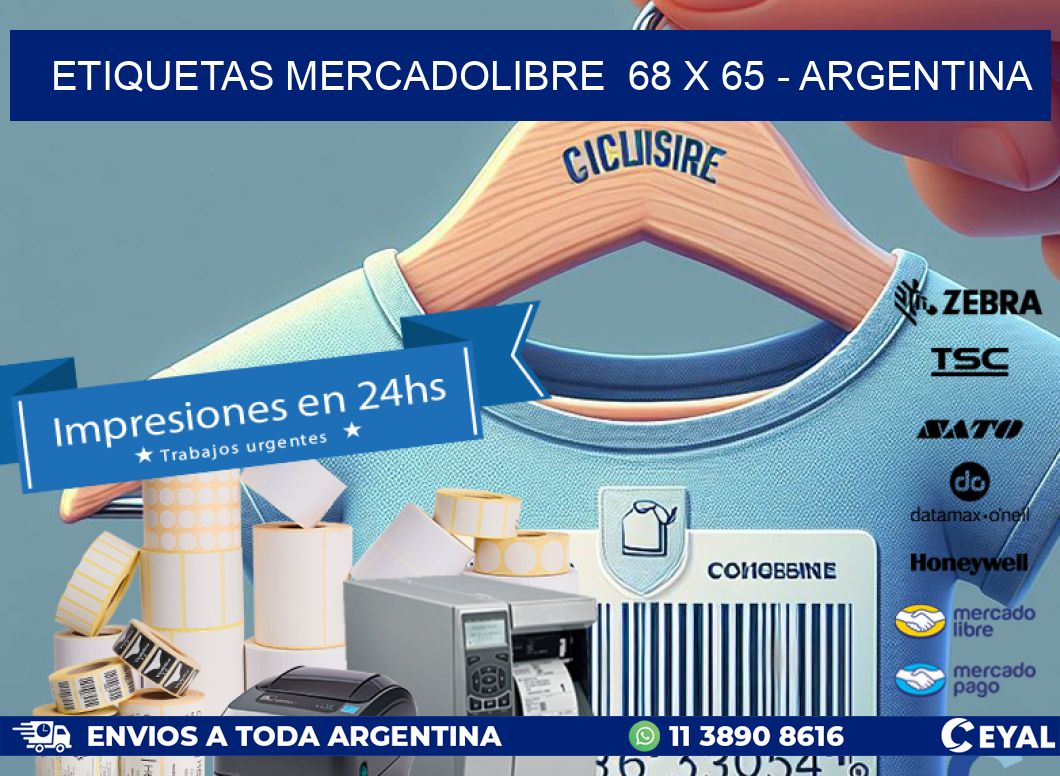 ETIQUETAS MERCADOLIBRE  68 x 65 - ARGENTINA