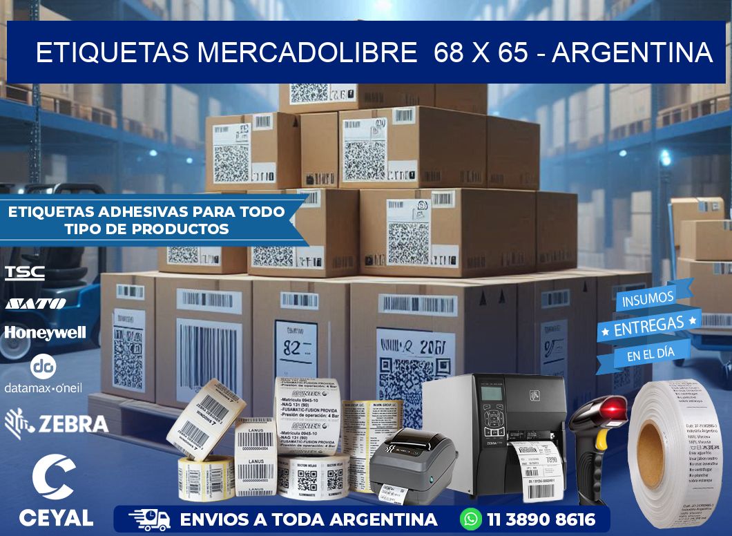 ETIQUETAS MERCADOLIBRE  68 x 65 - ARGENTINA