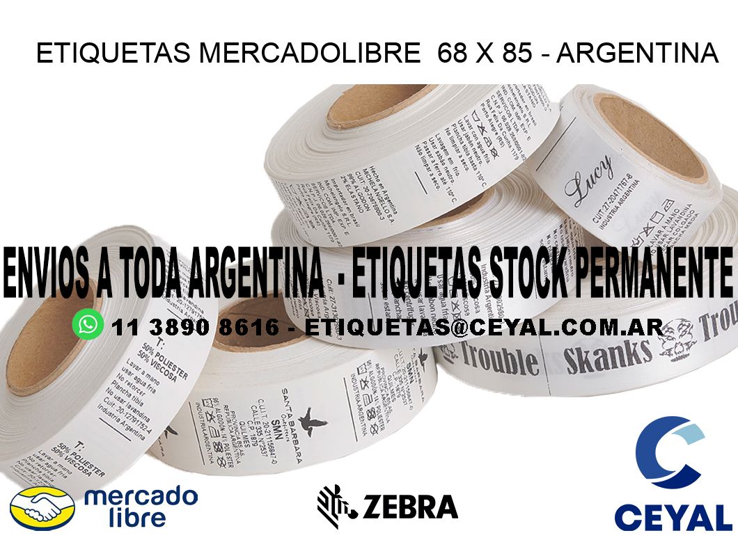 ETIQUETAS MERCADOLIBRE  68 x 85 - ARGENTINA