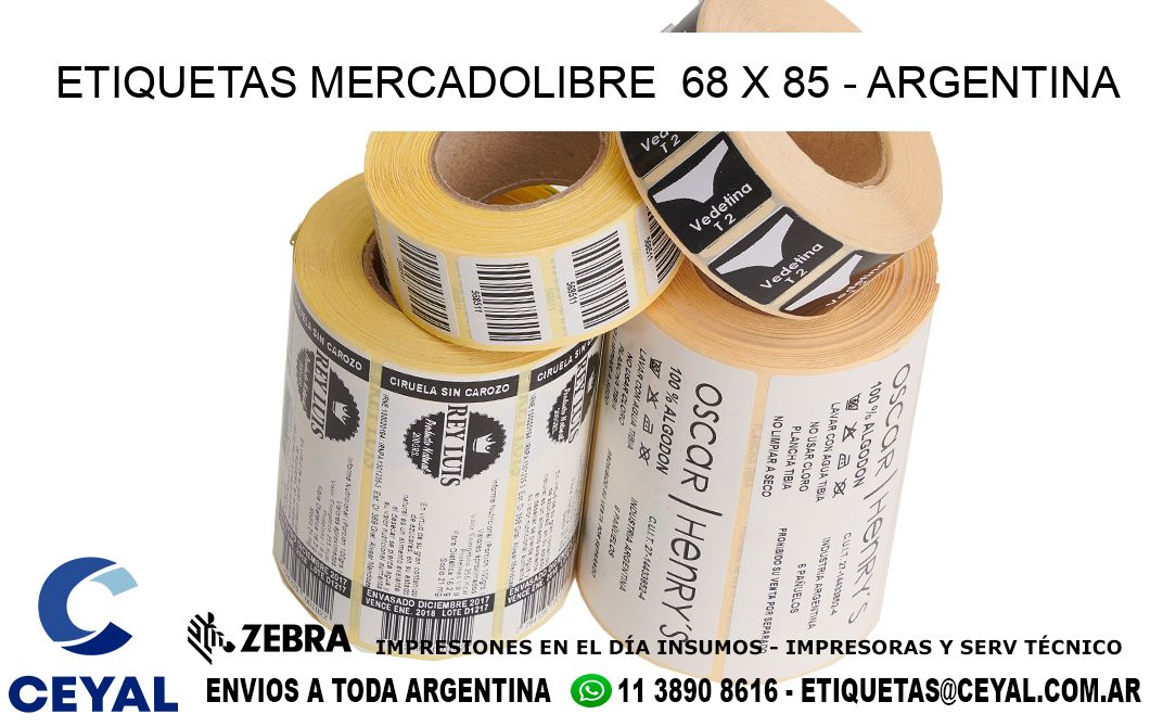 ETIQUETAS MERCADOLIBRE  68 x 85 - ARGENTINA