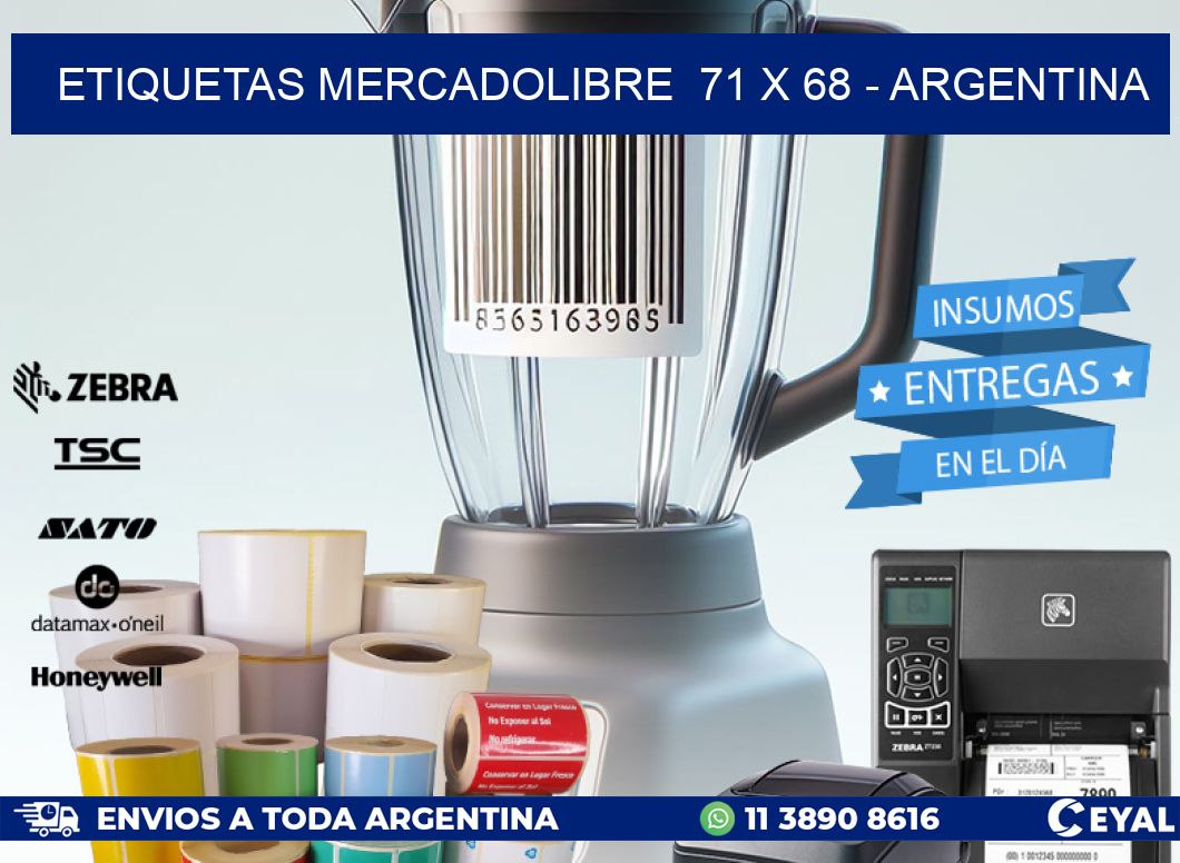 ETIQUETAS MERCADOLIBRE  71 x 68 - ARGENTINA