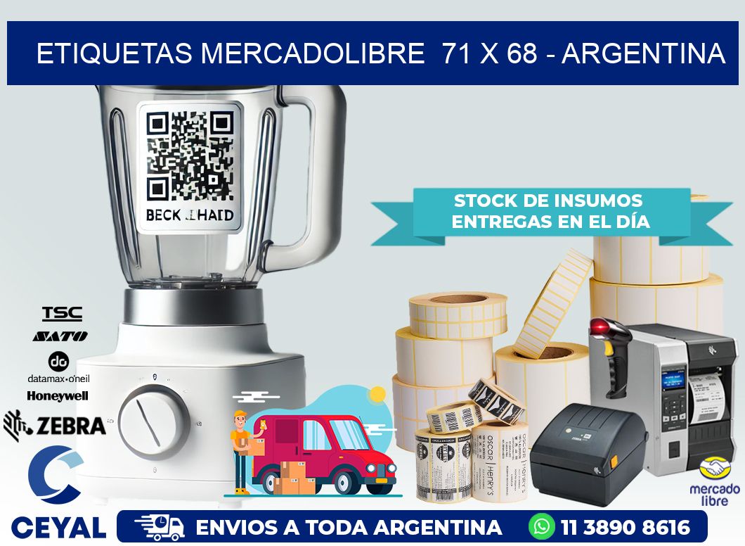 ETIQUETAS MERCADOLIBRE  71 x 68 – ARGENTINA