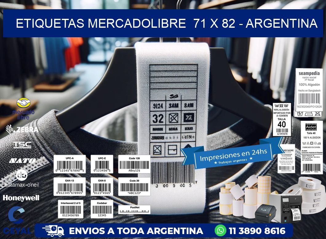 ETIQUETAS MERCADOLIBRE  71 x 82 - ARGENTINA