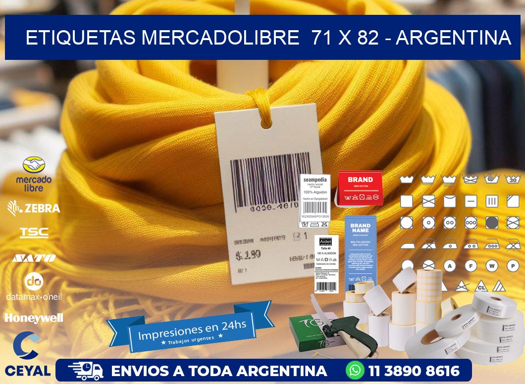 ETIQUETAS MERCADOLIBRE  71 x 82 - ARGENTINA