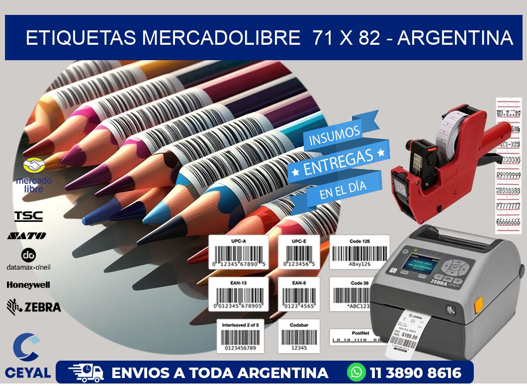 ETIQUETAS MERCADOLIBRE  71 x 82 - ARGENTINA